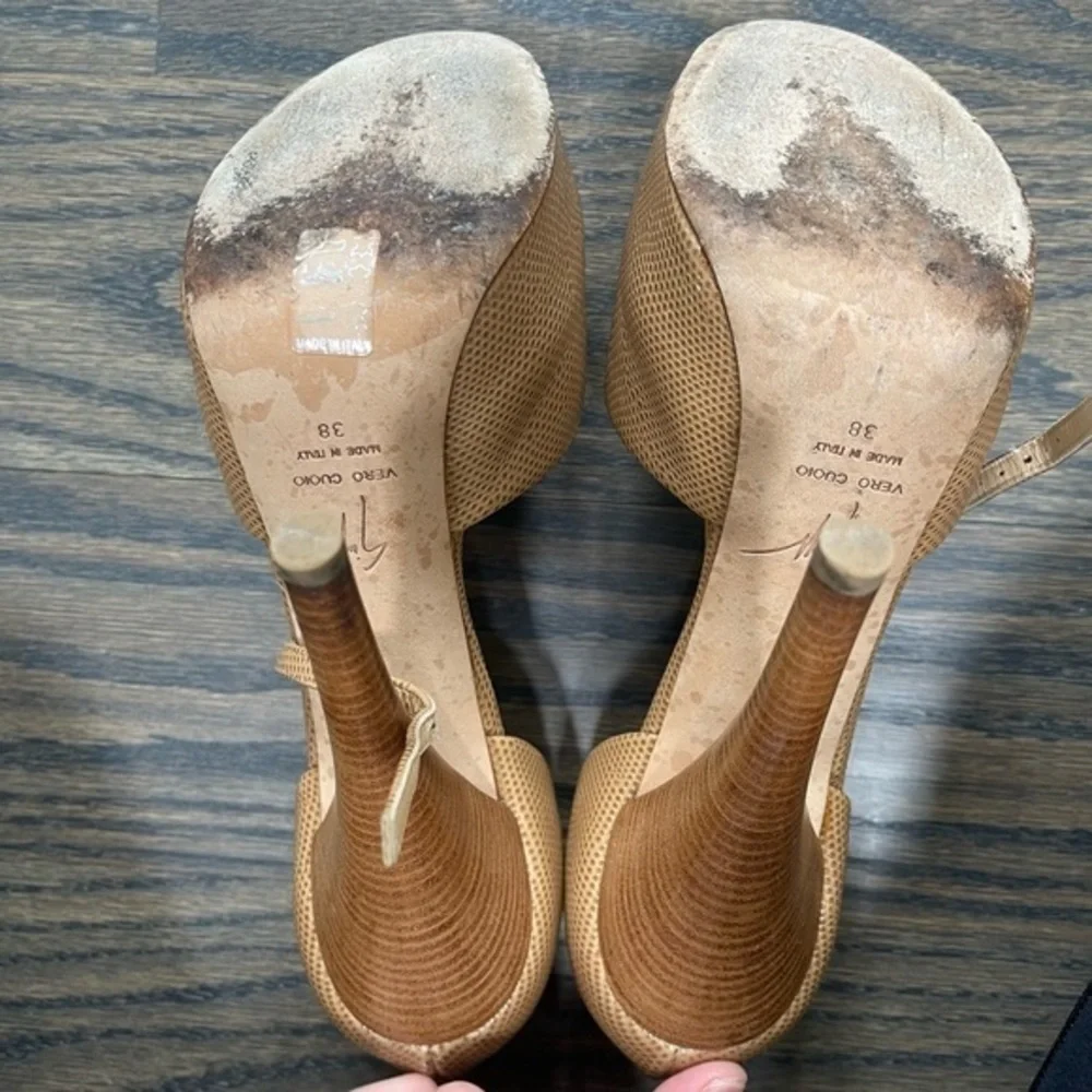 Giuseppe Zanotti Tan Peep Toe Heel with ankle strap
